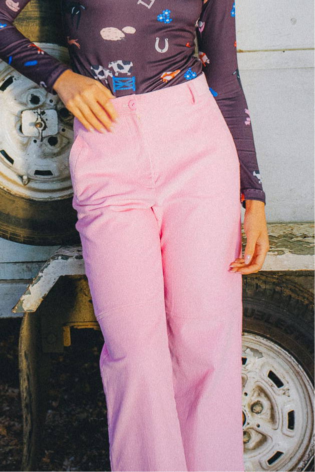 PANTALON COTELE RECTO ROSADO