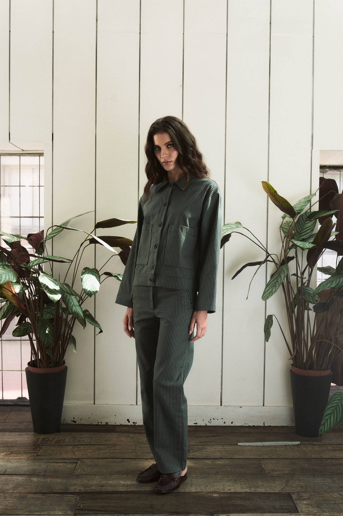 PANTALON RECTO RAYAS VERDE