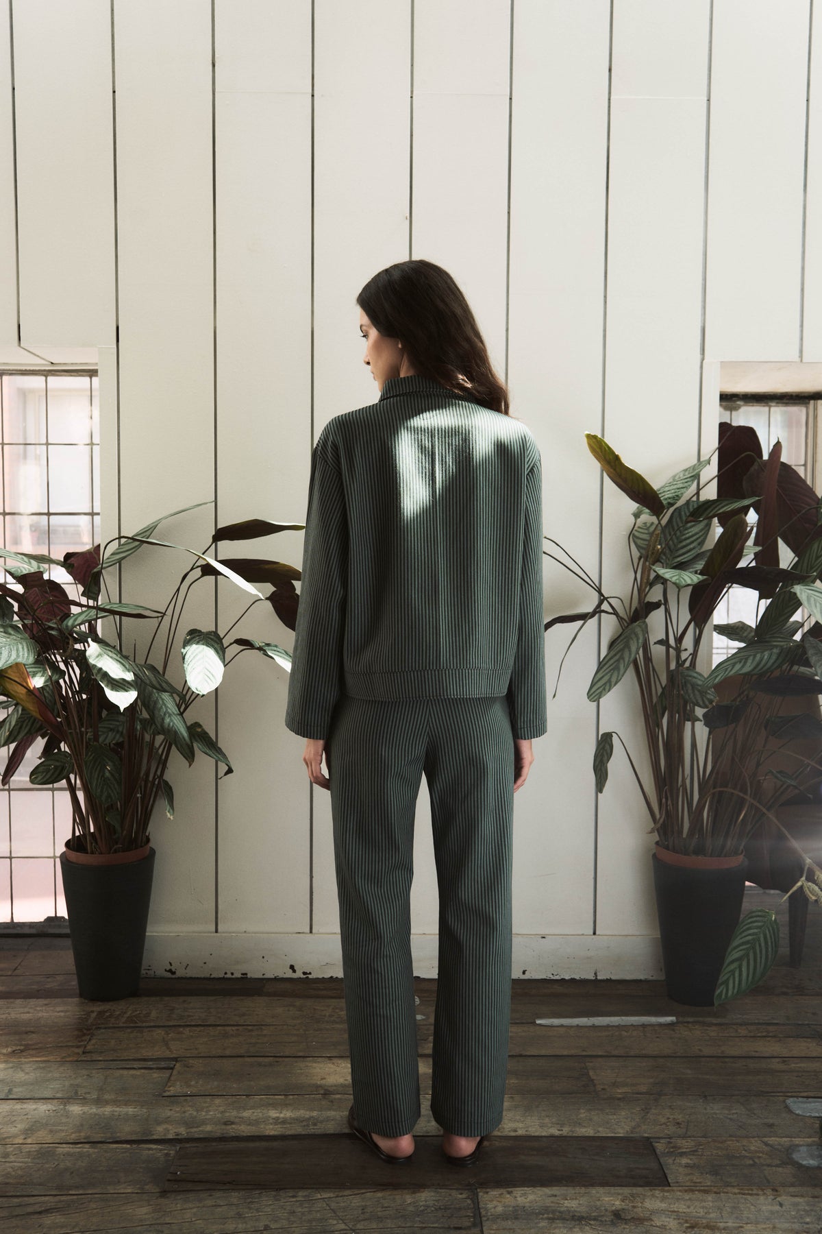 PANTALON RECTO RAYAS VERDE