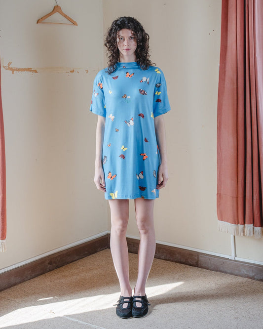 VESTIDO TORTUGA MARIPOSAS CELESTE